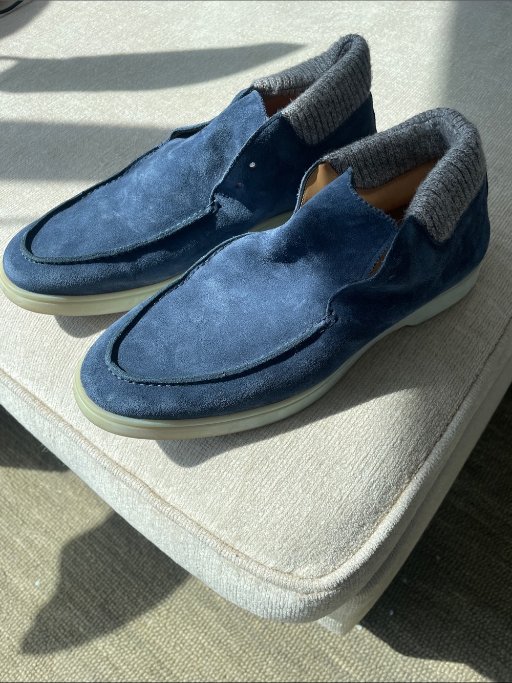 Men's Suede Slip-On Loafers in Deep Blue